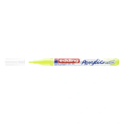 Bild av edding 5300 akrylmarker tunn neongul 1 vattenfast akrylfärgmarker smal rund spets 5 10 mm akrylfärgpennor för teckning på duk, konstpapper och trä akrylmarkers stenar