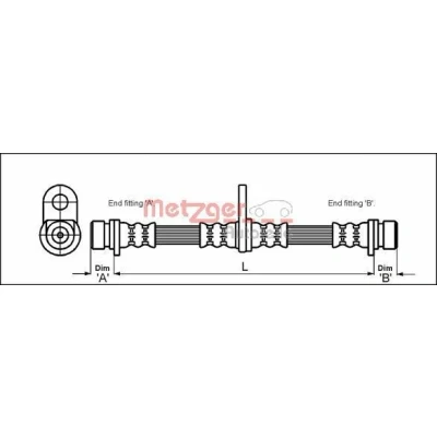 Bild av METZGER 4113290 Flexible De Frein 320 F10 x 1 HONDA: CIVIC 6 Hatchback, V 3/5 portes, 4 Hatchback