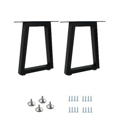 Bild av QLLY 40,6 cm trapets metall bordsben, hemmakontor skrivbordsben, möbelben, set med 2 (40 cm, svart)