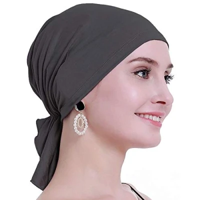 Bild av osvyo Bambu kemo huvudduk för kvinnor håravfall cancer Slip On huvudbonader turbaner hattar mössor förseglad förpackning, BAMBOO MÖRKGRÅ, one size