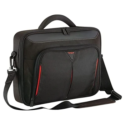 Bild av Targus Classic+ Clamshell 14 tums laptopväska, axelväska för män och kvinnor, laptopväska med arbetsstation svart/röd, CN414EU 4333193