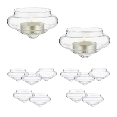 Bild av Relaxdays Simvindljus, set om 12, värmeljushållare glas, H x D: 4,5 8 cm, simskålar för värmeljus, transparent