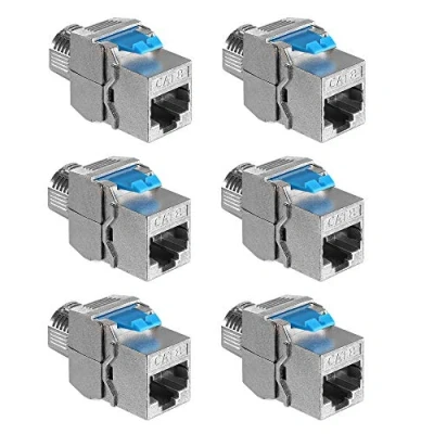 Bild av kwmobile Keystone modul uttag 6 delar Cat 8 skärmat RJ45 Ethernet 40 Gbit med metallhölje