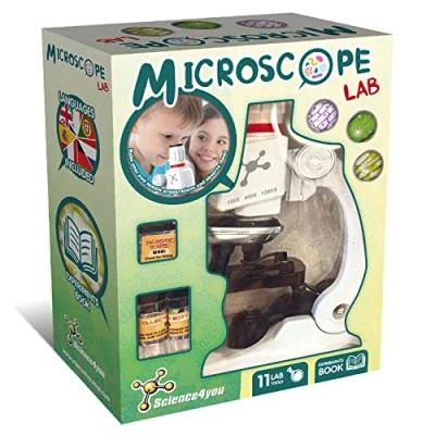 Bild av Science4you Lab mikroskop: barnmikroskop Experimentbok 11 laboratorieverktyg, leksak och present till barn 6 7 8 9 10 12 år 3574