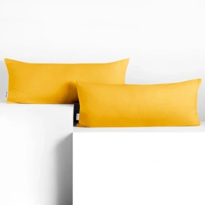 Bild av DecoKing 2 örngott 40 x 120 cm jersey 100% kammad bomull dragkedja gul bärnsten