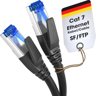 Bild av KabelDirekt Ethernet CAT7 kabel med trippelskärmning, internet/LAN 5m (Nätverkskabel, 10Gbps för maximal fiberhastighet, konstruerad att vara bruddsäker, PS5/Xbox/Gaming, RJ45, svart)