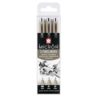 Bild av Pigma Micron XSDK3FD set med 3 teckningspennor svart