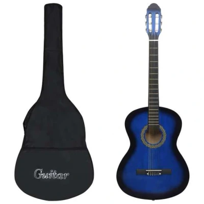 Bild av VidaXl Gitarr För Nybörjare Med Fodral Klassisk Blå 4/4 39&quot;
