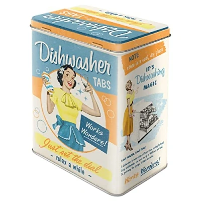 Bild av Nostalgic Art Förvaringsburk i retrostil l, 3 Dishwasher Tabs Presentidé för nostalgivänner, stor burk av plåt, vintagedesign