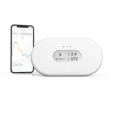 Bild av Airthings 2960 View Plus — Radon och luftkvalitetsmätare med sensorer för PM2,5, CO2, VOC, luftfuktighet temperatur, mobilapp, wifi, aviseringar