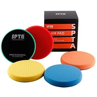 Bild av SPTA 5 stycken 14 cm ansikte för 12,7 stödplatta compound poleringssvamp kuddar poleringsdynor kit poleringsdyna bil buffert polering slipning, polering, vaxning