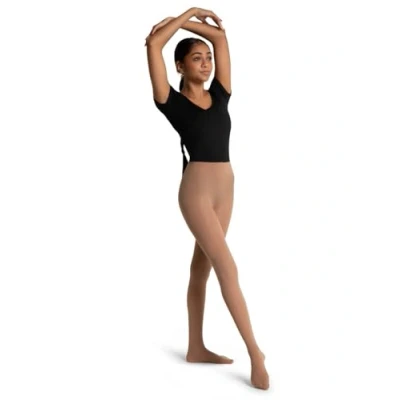 Bild av Capezio Ultramjuka strumpbyxor med fot för kvinnor, professionella dansbyxor, nylontights dansföreställningar och studiotid, bekväm design självstickad midjeband Ljus solbränna, storlek L XL