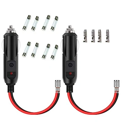 Bild av GTIWUNG 2 stycken cigarettändarkontakter, 12 V bilkontakt med 4 10 A/15 A säkring, billigarettändare strömförsörjning för bärbara DVD spelare, bil, lastbil, buss kamera, bil DVR