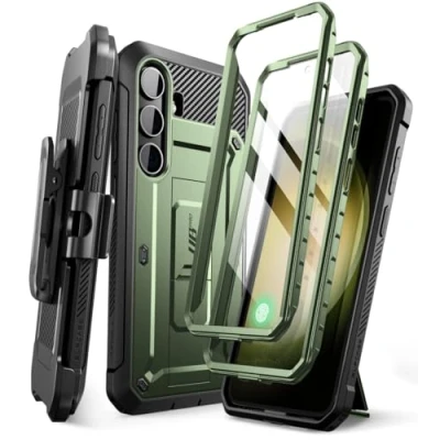 Bild av SUPCASE Fodral för Samsung Galaxy S24 Plus/S24+ 2024 med 2 Främre Skärmskydd (Utan Film + Film), Stativ, Bältesklämma, Robust Stötsäkert Skydd (Grön)