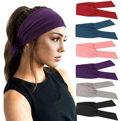 Bild av DRESHOW 6 Paket Pannband för Kvinnor Breda Elastiska Hårband Head Wrap Cute Knot Hårtillbehör