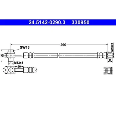 Bild av ATE 24.5142 0290.3 Flexible De Frein 290 M10x1 VOLKSWAGEN: Passat B5 GP Berline, Break, Berline