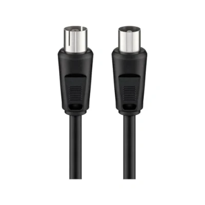 Bild av Goobay 11723 antennkabel, förnicklad koaxkontakt till koaxuttag, koaxialkabel lämplig för TV, HDTV, radio, DVB T2, S, S2, C, L, 2 vägs skärmad 70 dB, 75 ohm, 5 m, svart