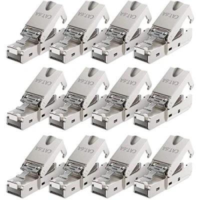 Bild av deleyCON 12x CAT 6a Verktygsfri RJ45 Nätverkskontakt med LSA Anslutning för Styva Installationskablar Skärmad 10 Gbit/s LAN Kabel Nätverkskabelkontakt CAT6a Metallhölje