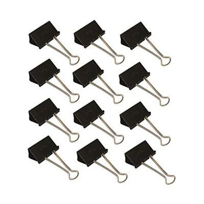 Bild av Wedo 6421451 Foldback klämmor, 12 stycken, lackerad metall avtagbara byglar, stark fjäder, 51 mm, svart/silver