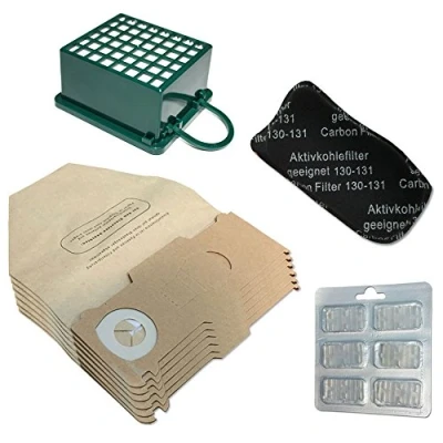 Bild av 6 dammsugarpåsar + HEPA Filter Kolfilter Doftpinnar lämpliga för Vorwerk Kobold VK 130, 131 SC, VK130, VK131 Tillbehör reservdelar