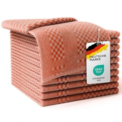 Bild av LEFUNDA® Set med 10 diskhanddukar kökshanddukar i 100% bomull, 220 GSM, mjuka, superabsorberande disk handdukar, heltstråd Kökshanddukarna, 50 x 70 cm (orange, 10)