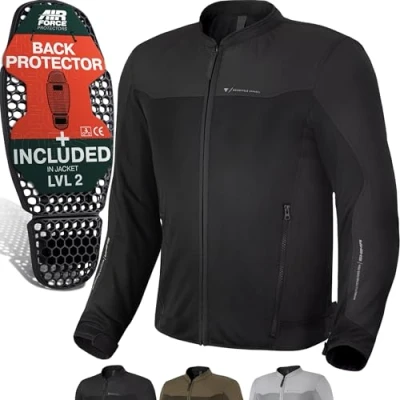 Bild av SHIMA OPENAIR motorcykeljacka för män lätt andningsbar sommarnät herr stad med CE rygg axel armbåge skyddsdynor bredd justering (svart, XL)