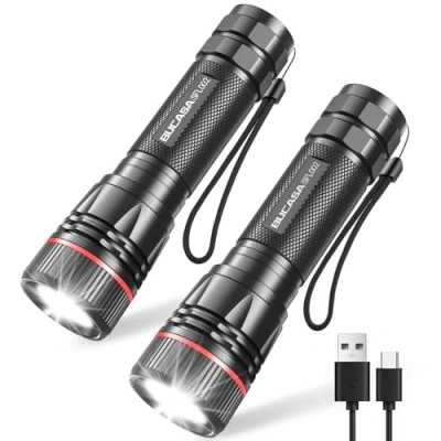 Bild av BUCASA ficklampa LED uppladdningsbar, 2 000 lumen extremt ljus med 3 lägen, stycken zoombar barn, vattentät lång livslängd blinkande för camping utomhus vandring