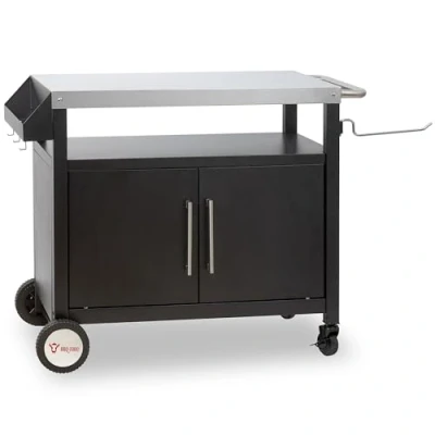 Bild av BBQ Toro Grillvagn 103,5 x 59 81 cm silver/svart grillbord med stor arbetsyta sidobord, utomhusgrillvagn, utomhus, serveringsvagn, utomhus trädgård vagn
