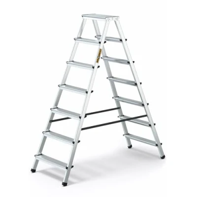 Bild av Drabest 7 Stegs Aluminium Dubbelsidig Hushållsstege 125kg Kapacitet Stegstege med Arbetsstegeplattform Stegar Multifunktion Stegsteg Steg 51 X 155 16 Cm