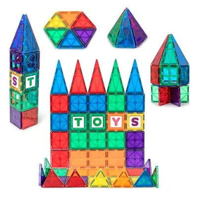 Bild av Playmags 60 Piece Starter Set: Med Starkaste Magneter Garanterat, Robust, Super Tålig vivid Klar Färg Plattor 6 Delar Clickins Tillbehör för att Förbättra din Kreativitet