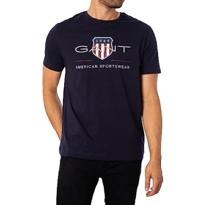 Bild av GANT REG Archive Shield Tshirt med print, Storlek: XS, Evening blue