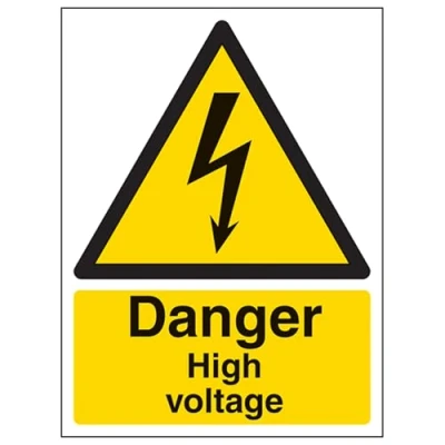 Bild av VSafety Signs 68003AN S &quot;Fara hög spänning&quot; varning elektrisk skylt, självhäftande, porträtt, 150 mm x 200 mm, svart/gul