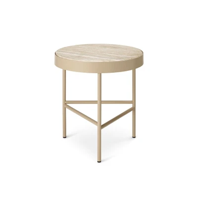 Bild av Ferm Living Travertine Bord Soffbord Medium Cashmere Ø: 40 x H: 45 cm