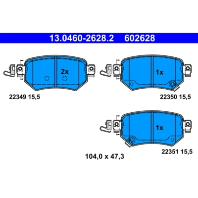 Bild av ATE 13.0460 2628.2 Jeu de plaquettes frein avec indicateur d&#039;usure MAZDA: 6 Break, Berline