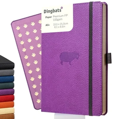 Bild av Dingbats* Wildlife A5 Purple Hippo Notebook Lined