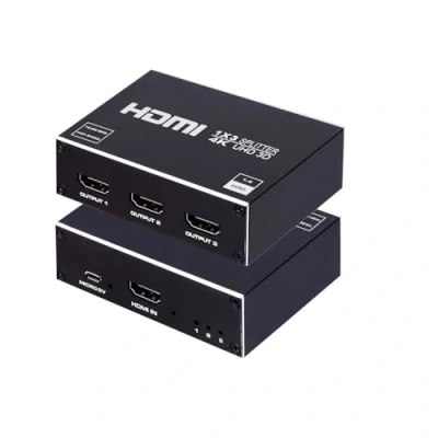 Bild av HDMI splitter 1 i 3 ut samtidigt aluminium 4K distributör stöder HDCP 1.4 3D UHD 1080P för HD TV/Fire Stick/Xbox/PS3/PS4