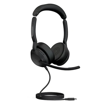 Bild av Jabra Evolve2 50 trådbundet stereoheadset med AirComfort teknik, brusreducerande mikrofoner och aktiv brusreducering MS Teams certifierad, fungerar alla andra plattformar svart
