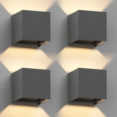 Bild av ledscom.de 4 x CUBEL vägglampa för utomhusbruk, IP65, upp/nedljus, antracit matt, fyrkantig, 1x G9 max. 10W