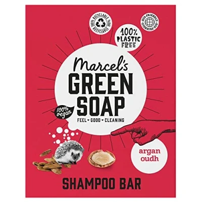 Bild av Marcel&#039;s Green Soap Shampoo Bar Argan &amp; Oudh daglig användning, plast och sulfatfri sparar 3 flaskor normalt schampo 100% miljövänligt veganskt