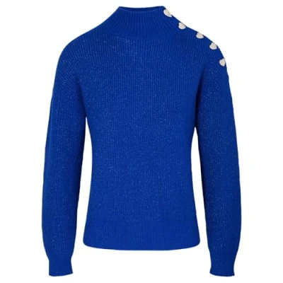 Bild av Morgan Longsleeved WITH Buttons Stickad tröja, Storlek: Medium, Bleu electrique