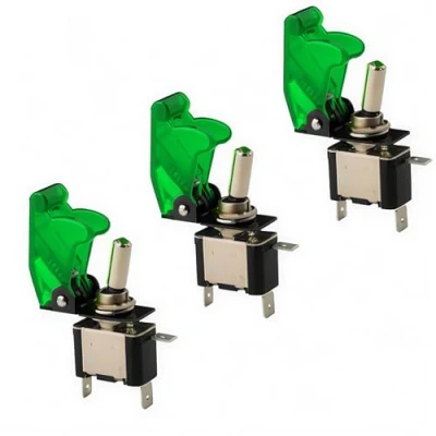 Bild av CESFONJER 3 st LED lampor skydd vippströmbrytare, grön bil automatisk på/av (12 V 20 A grön)