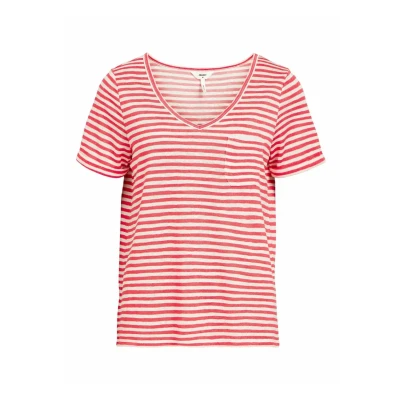 Bild av Object SLUB Vneck NOOS Tshirt med print, Storlek: Small, Paradise pink
