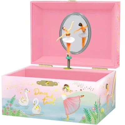 Bild av Musikalisk Ballerina smyckeskrin för flickor speldosa barn med snurrande Ballerina, Balett födelsedagspresenter små flickor, smyckeskrin, 15.2 x 11.8 8.9 cm 3 10 år, rosa