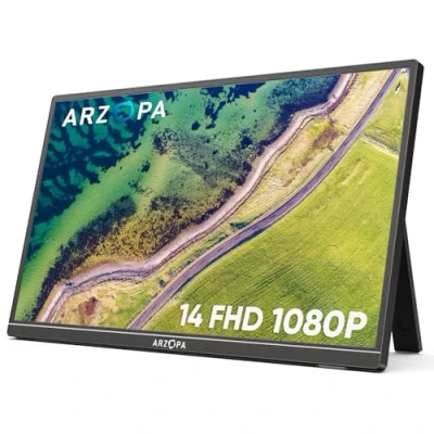 Bild av ARZOPA bärbar skärm, 14 tum, 1920 x 1080 FHD IPS, bildskärm för dator med enkelstång, stöder HDMI/TypC/USB C, ögonskydd, spelskärm laptop/PC/Mac/PS3/4/5/Xbox