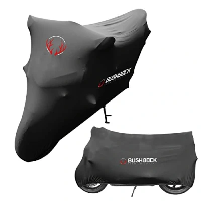 Bild av BUSHBOCK® Premium skydd inomhus motorcykel täckpresenning dammskydd elastiskt, ventilerande sammetstyg (M L, svart)