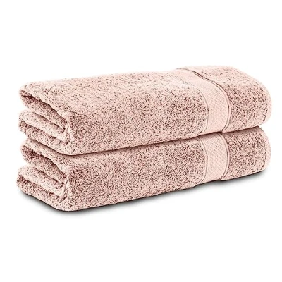 Bild av Komfortec handdukssats i två delar Handdukar set 70x140 cm 100% bomull Fade bevis Snabbtorkande Handduksset badhandduk Badlakan Blomma rosa