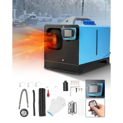 Bild av ShockFlo dieselvärmare, 12 V, 5 kW, luftvärmare, luft dieselvärmare med ljuddämpare LCD högkvalitativ display, luftvärme, parkeringsvärmare för bil, husvagn, lastbil, husbil (blå)