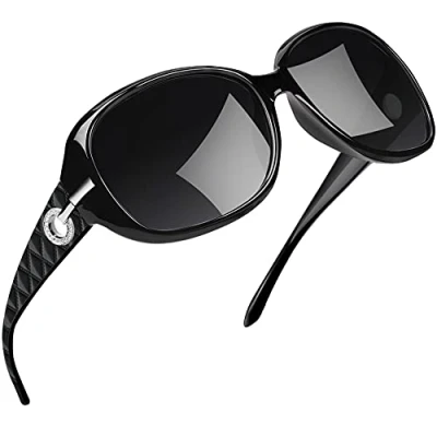 Bild av Joopin Solglasögon Dam Polariserade UV400 Moderna 2024 Oversize Sunglasses Klassiska Kvinnor Stora Retro med Stor Frame Svart