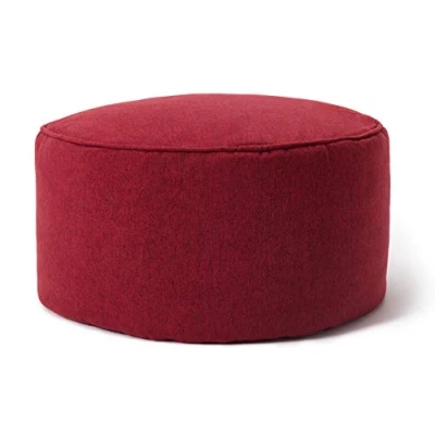 Bild av Lumaland sittsäck Pouf (50 L) kompakt med 3 I 1 funktion: bekväm pall, praktiskt bord och snygg fotpall inomhus flexibel EPS fyllning Ø 25 x 45 cm [röd]