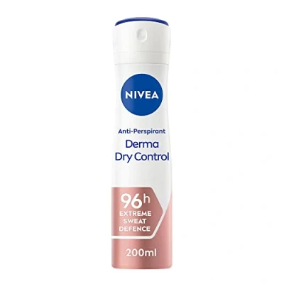 Bild av NIVEA Derma Control 96 h deodorant Spray (1 x 200 ml), deperspirant mot överdriven svettning, fukt och lukt, kliniskt godkänd, för kvinnor med patenterad formel